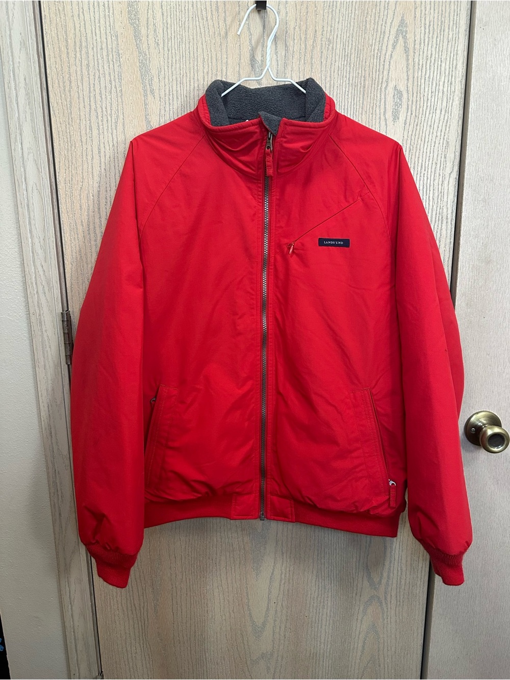 Lands’ End Red Zip Up Jacket Medium - Picture 2 of 10